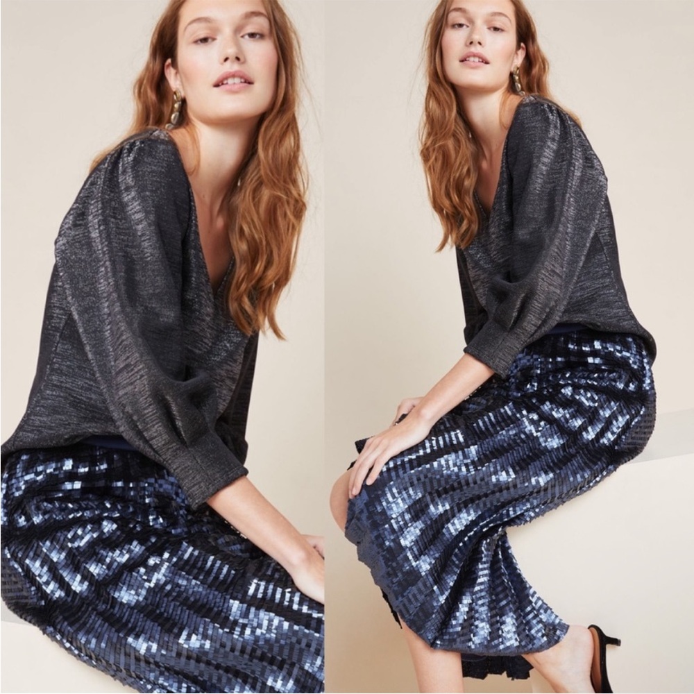 ANTHROPOLOGIE RODE Cassidy Shimmer Blouse Top Small